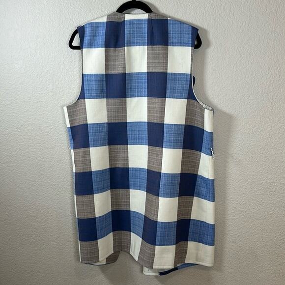 Pendleton Buffalo Check Plaid Long Wrap Vest XL - Picture 2 of 8